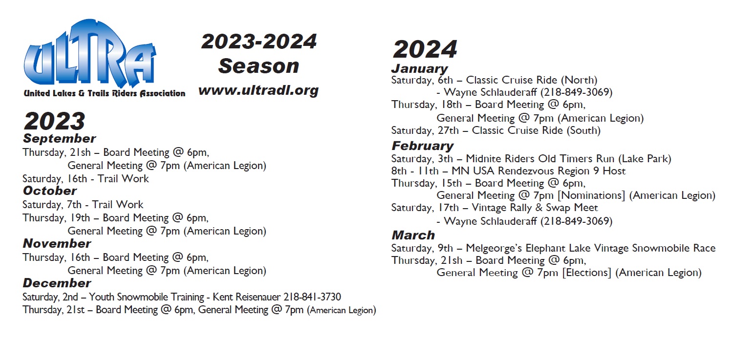 Ultra Schedule 2023-2024